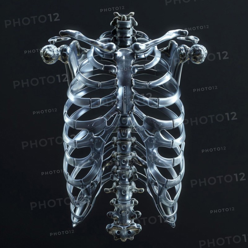 Medical illustration of a human chest with lungs, AI generated