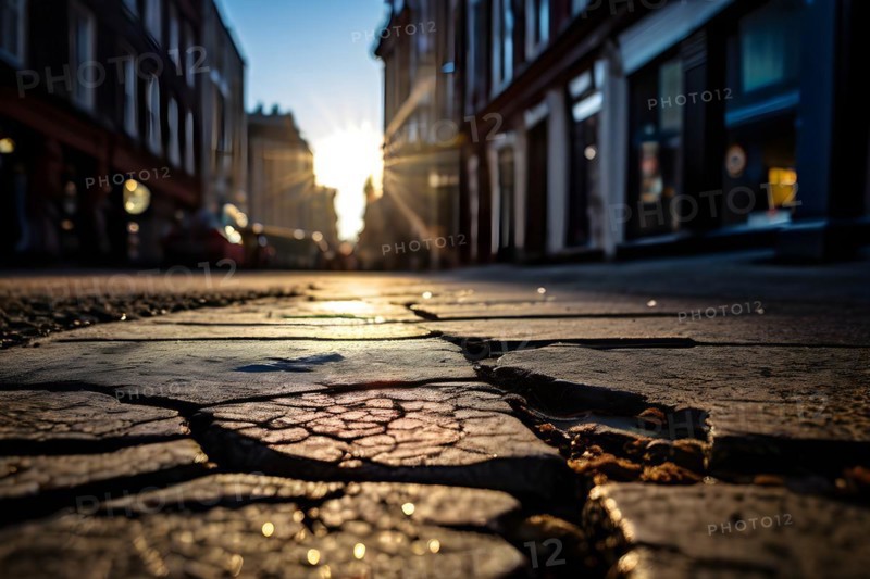 Candid street uneven cracked pavement, AI generated