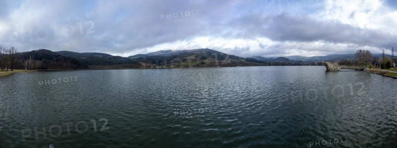 Cloudy sky, Stubenbergsee, panoramic view, Stubenberg am See, Styria, Austria, Europe