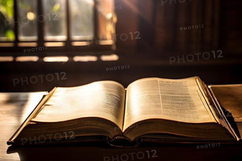 Vintage book showing the signs of age pages with history spine, AI generated