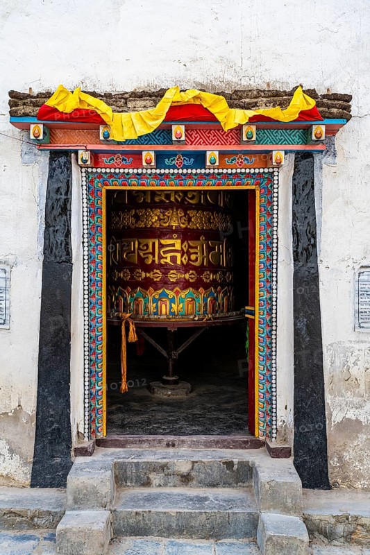 Praying wheels, in Lo-Manthang village, Kingdom of Mustang, Nepal, Asia