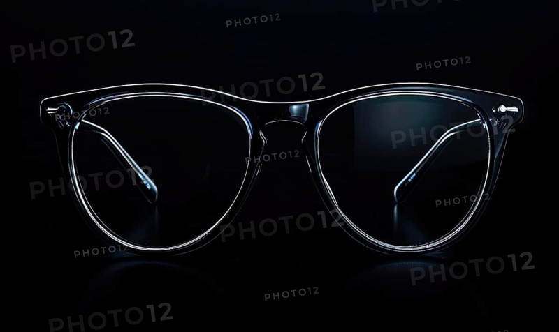 Clear eyeglasses with a subtle blue tint presenting a clean and simple design AI generated
