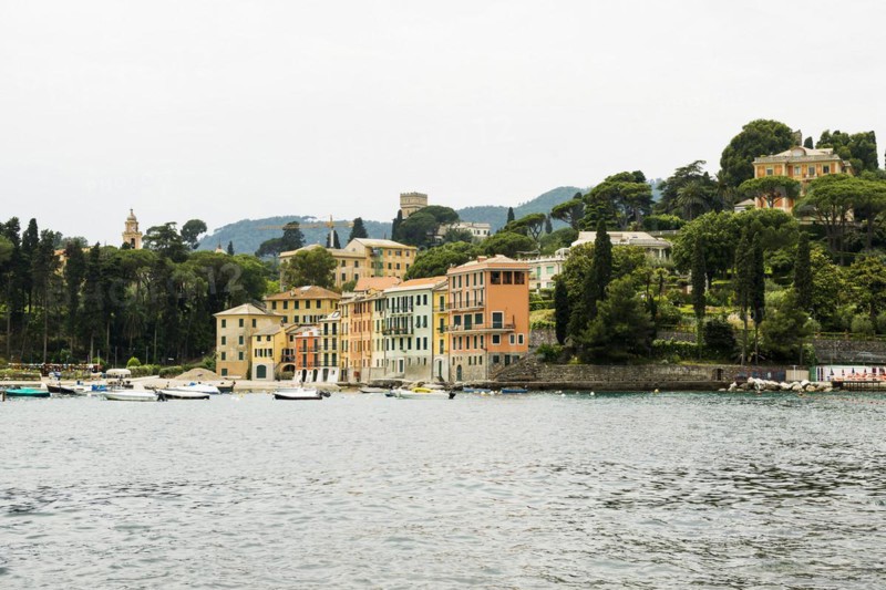 Village with colourful houses by the sea, San Michele di Pagana, Rapallo, Italian Riviera, Liguria, Italy, Europe