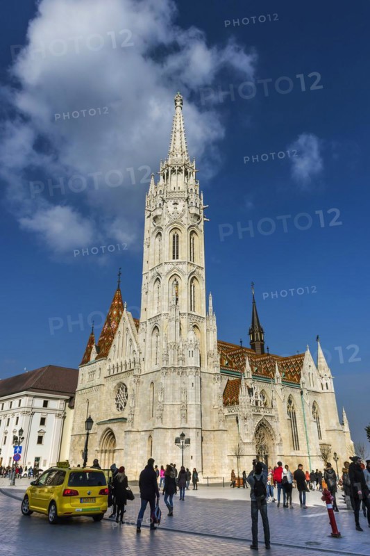 Matthias Church in Fisherman's Bastion, Trinity Square, city trip, church, attraction, building, history, renovation, renovated, monument, religion, city centre, tourism, Eastern Europe, capital city, Budapest, Hungary, Europe