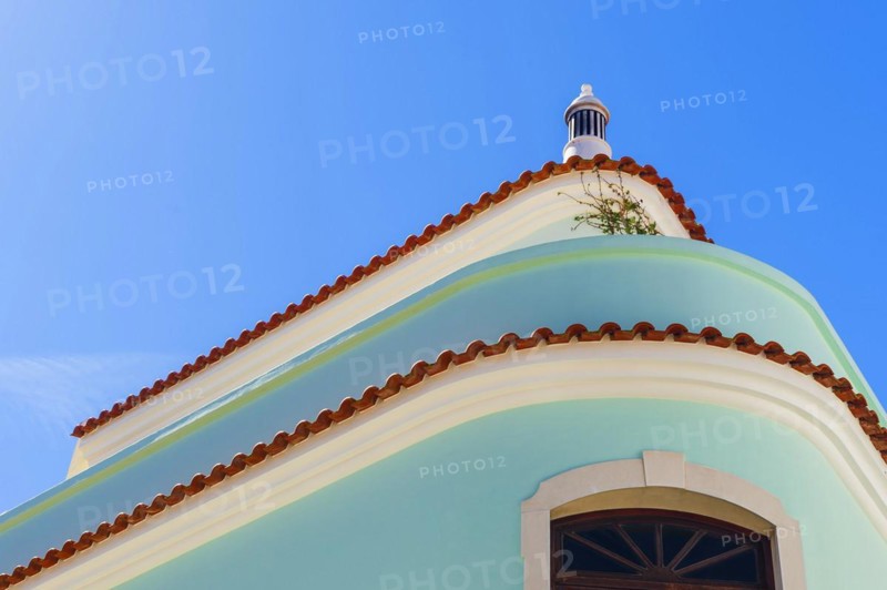 House with pastel-coloured roof gable, old building, architecture, lovely, pastel, with, plaster wall, clay plaster, craft, traditional, tradition, building, real estate, design, architecture, green, facade, Mediterranean, colour scheme, decoration, living, old town, old building, city trip, Silves, Algarve, Southern Europe, Portugal, Europe