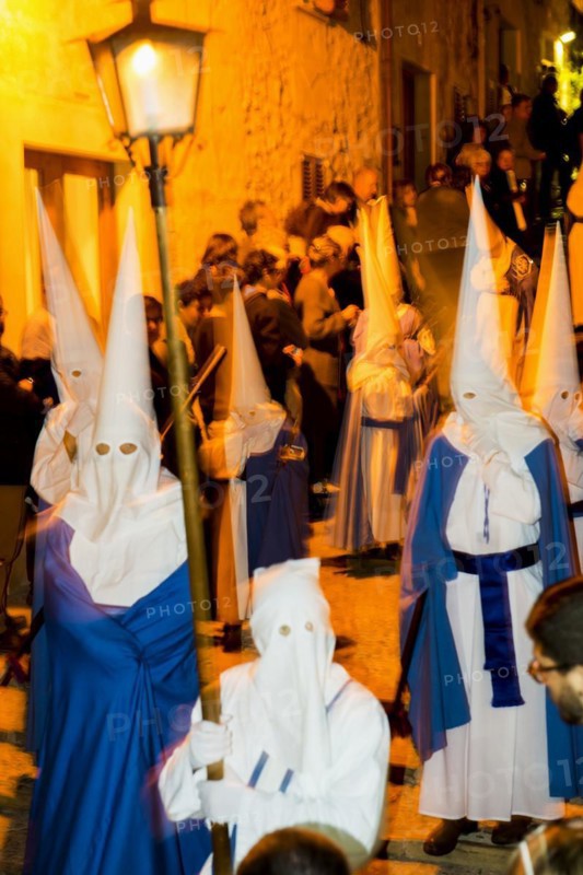 Penitents, Nazarenos, Semana Santa, Procession, Good Friday, Pollenca, Majorca, Balearic Islands, Spain, Europe
