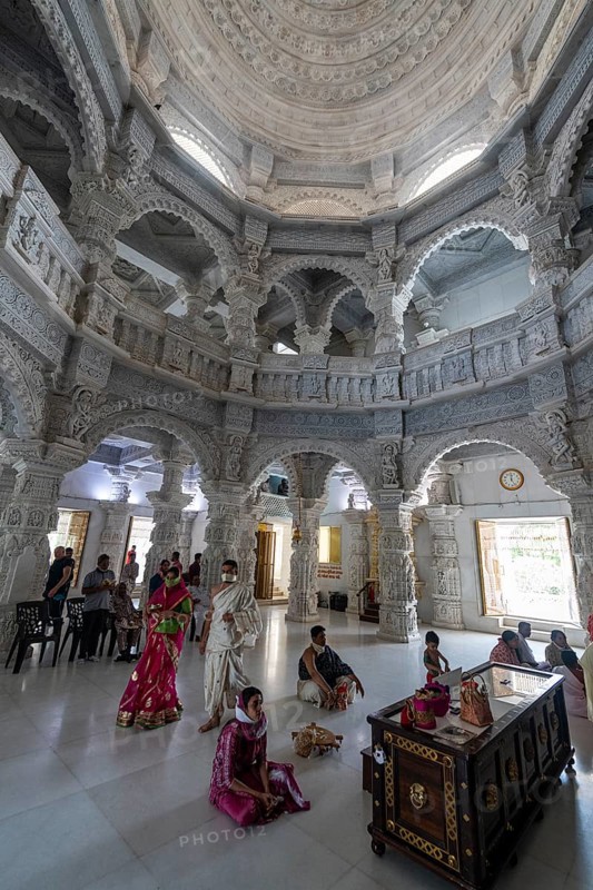 Marble build Dharamshala Manilaxmi Tirth Jain temple, Gujarat, India, Asia