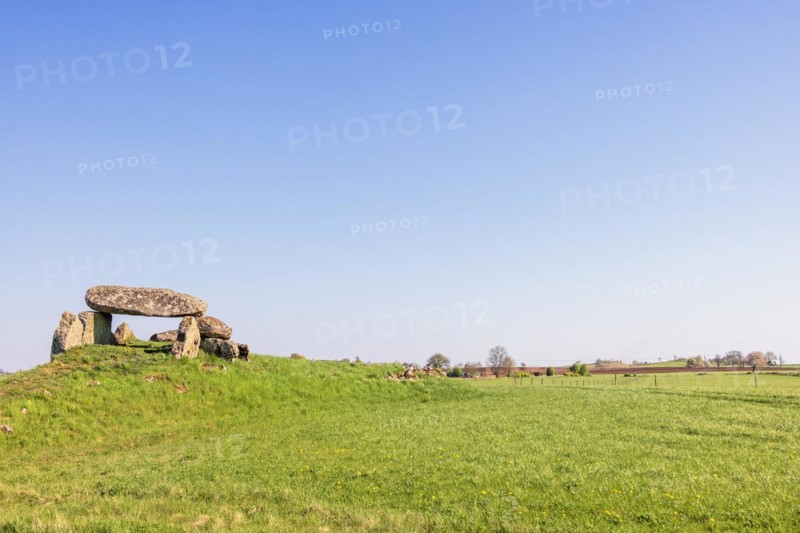 Old Passage grave frome neolithic age on a hill in the countryside, Luttra, Falkoeping, Sweden, Europe