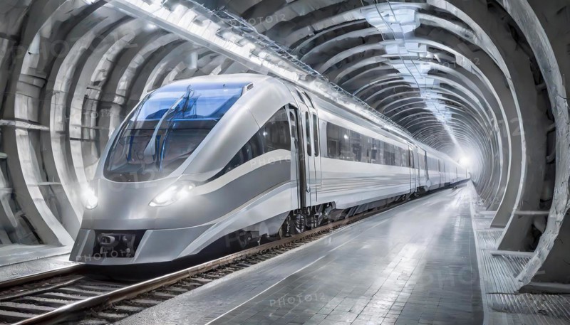 AI generated, A modern train in the tunnel, LeShuttle, Eurotunnel, France-London