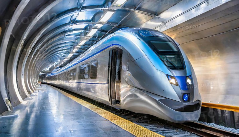 AI generated, A modern train in the tunnel, LeShuttle, Eurotunnel, France-London