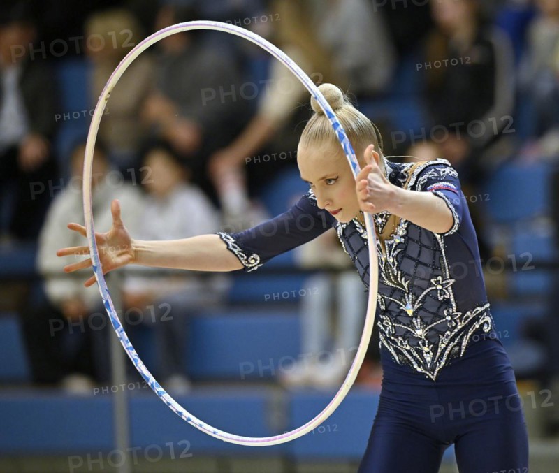 Xenia Benkovitsova (SVK), action, hoops, rhythmic gymnastics, RSG, Schmiden International 2024, Fellbach, Baden-Wuerttemberg, Germany, Europe
