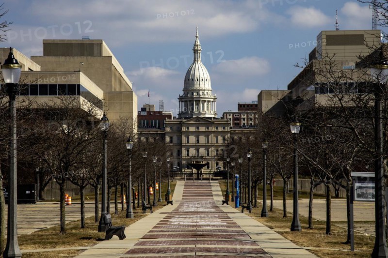 Lansing, Michigan, The Frank J. Kelley Captiol Walkway, leading to the Michigan state capitol building