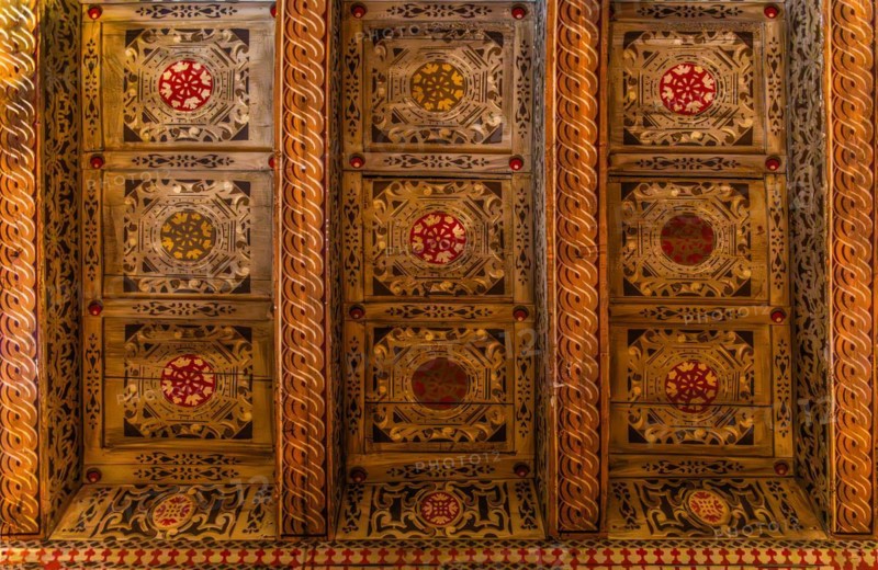 Ceiling decorations, Museo Civico d'Arte, Palzuo Ricchieri, old town centre with magnificent aristocratic palaces and Venetian-style arcades, Pordenone, Friuli, Italy, Pordenone, Friuli, Italy, Europe