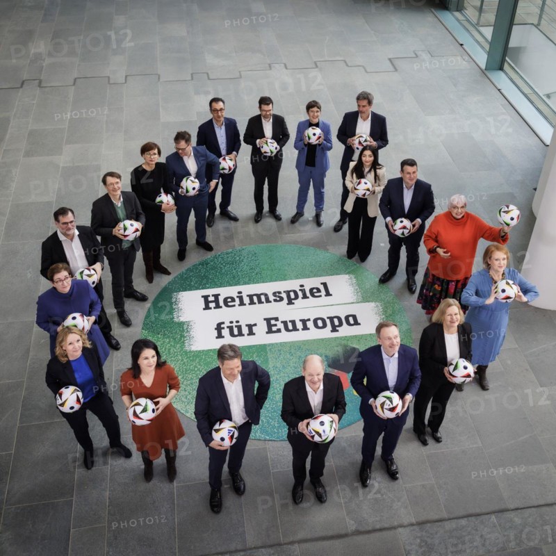 The cabinet members photographed as part of a group photo during EURO24, 100 days in front of the opening match of the home European Championship. Berlin, 07.03.2024. Photographed on behalf of the Federal Foreign Office