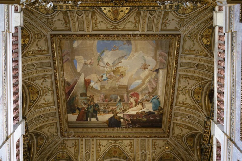 Ceiling, staircase, Kunsthistorisches Museum Vienna (KHM), Laimgrube, Vienna, Austria, Europe