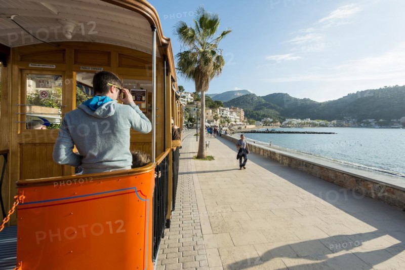 Historic tramway, Port de Soller, Majorca, Majorca, Balearic Islands, Spain, Europe