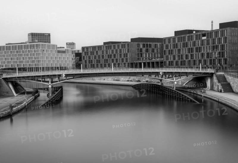 Black and white photography, long exposure, detail photo, Kronprinzenbruecke in the government district, Berlin, Germany, Europe