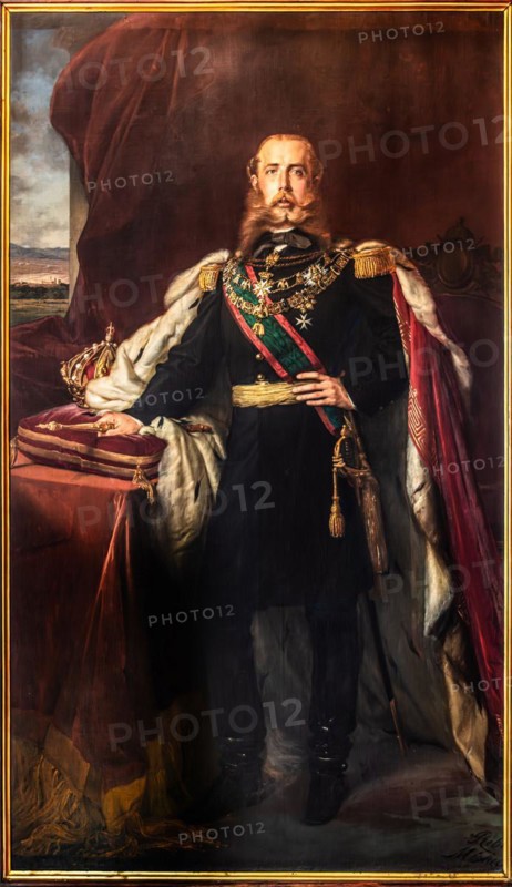Painting by Santiago Rebull showing Maximilina of Mexico in the Thonsaal, interior in neo-renaissance, neo-baroque style, Miramare Castle, 1870, residence of Maximilian of Austria, princely living culture in the second half of the 19th century, Friuli, Italy, Trieste, Friuli, Italy, Europe