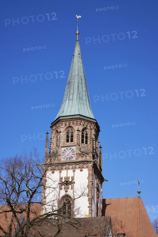 Church tower of St Blasius in Glottertal, district of Breisgau-Hochschwarzwald, Baden-Wuerttemberg, Germany, Europe