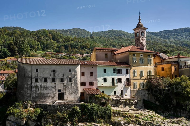 Canal ob Soci, picturesque village on the Soca, Primorska region, Slovenia, Europe