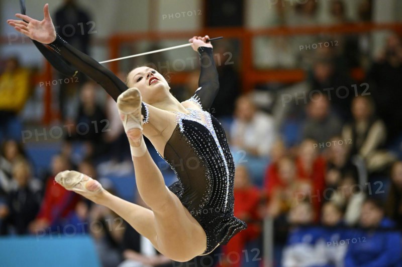 Anastasia Simakova (GER), action, ribbon, rhythmic gymnastics, RSG, Schmiden International 2024, Fellbach, Baden-Wuerttemberg, Germany, Europe