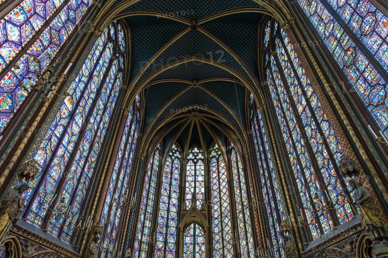 Interior view, Upper Chapel, Sainte-Chapelle, Ile de la Cite, Paris, France, Europe