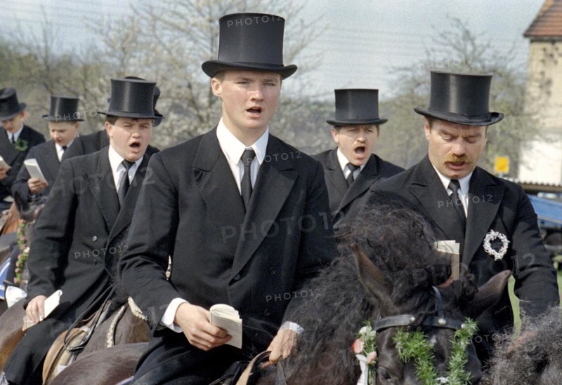 Sorbian Easter riders ride their horses on Easter Sunday in Wittichenau, 30 March 1997