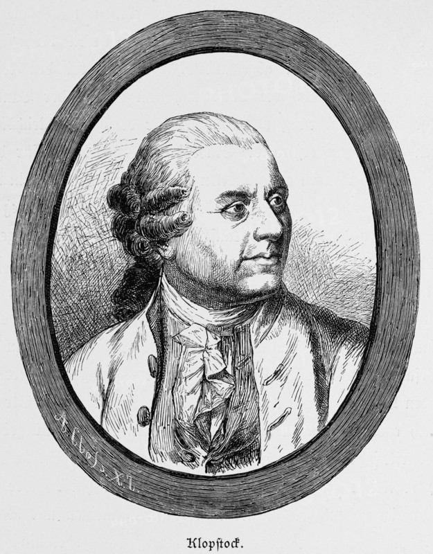 Portrait of Friedrich Gottlieb Klopstock, German poet, looking to the side, died in Hamburg, Hanseatic City of Hamburg, Germany, historical illustration 1880, Europe