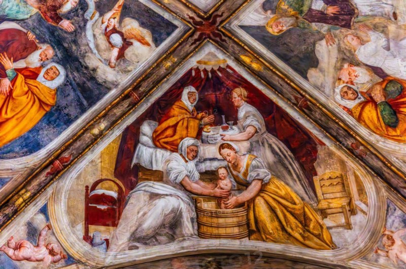 Ceiling frescoes, Duomo di San Marco, old town centre with magnificent aristocratic palaces and Venetian-style arcades, Pordenone, Friuli, Italy, Pordenone, Friuli, Italy, Europe