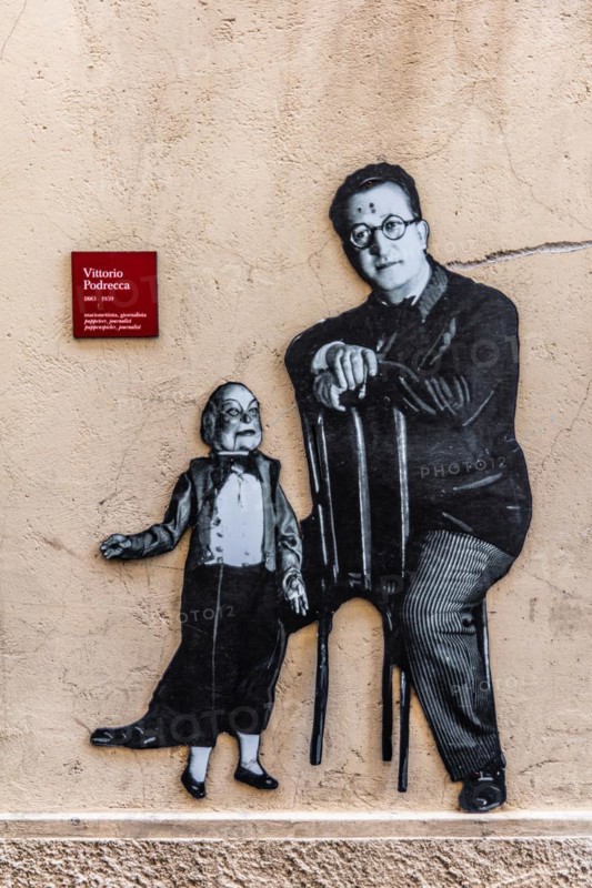 Memory of Vittoria Podrecca, puppeteer and journalist, town centre, Cividale del Friuli, town with historical treasures, UNESCO World Heritage Site, Friuli, Italy, Cividale del Friuli, Friuli, Italy, Europe