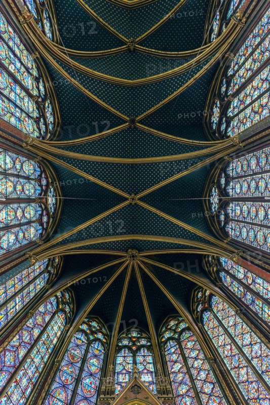 Interior view, Upper Chapel, Sainte-Chapelle, Ile de la Cite, Paris, France, Europe