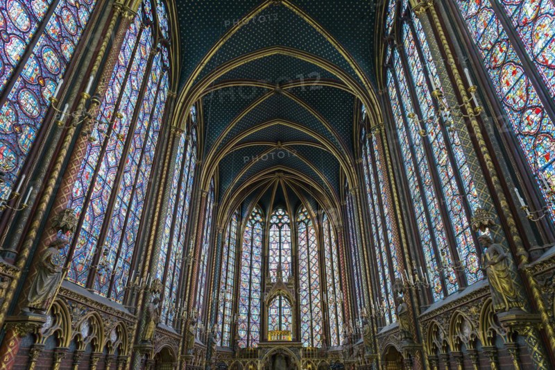 Interior view, Upper Chapel, Sainte-Chapelle, Ile de la Cite, Paris, France, Europe