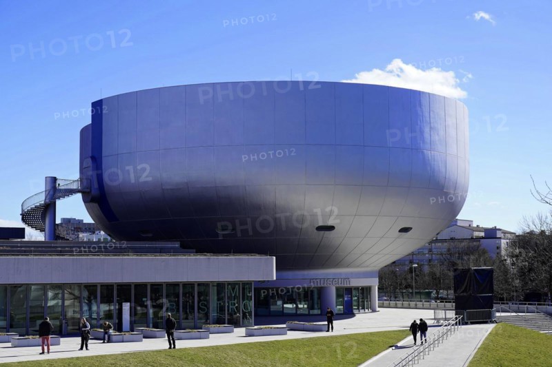 A futuristic museum with a metallic surface and unique design language, BMW WELT, Munich, Germany, Europe