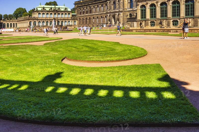Picturesque scenery in the inner courtyard of the Dresden Zwinger, a jewel of Saxon Baroque, Dresden, Saxony, Germany, for editorial use only, Europe
