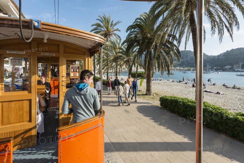 Historic tramway, Port de Soller, Majorca, Majorca, Balearic Islands, Spain, Europe