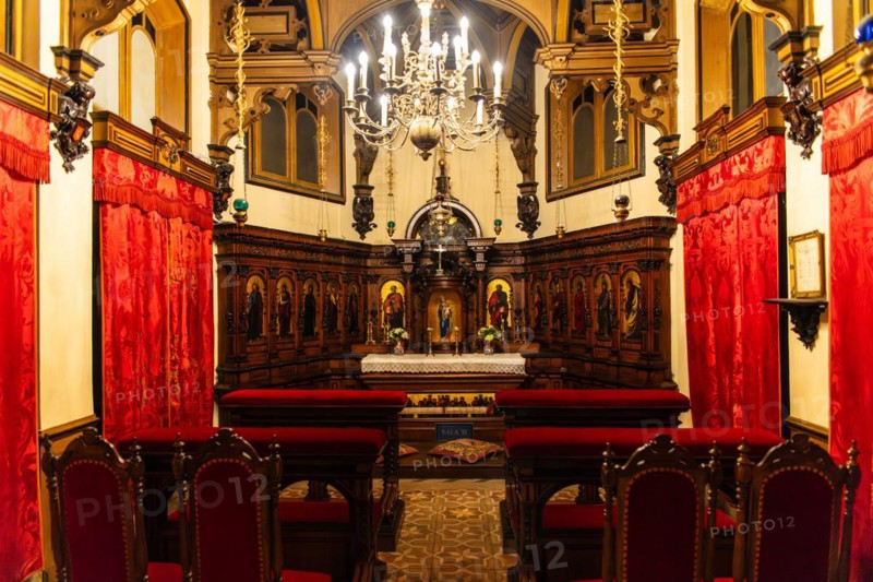 Chapel, neo-renaissance, neo-baroque interior, Miramare Castle with marvellous view of the Gulf of Trieste, 1870, residence of Maximilian of Austria, princely living culture in the second half of the 19th century, Friuli, Italy, Trieste, Friuli, Italy, Europe