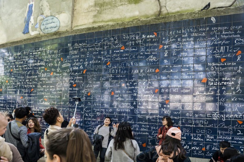Wall of Love, Mur des Je t'Aime, Montmartre, Paris, Ile-de-France region, France, Europe