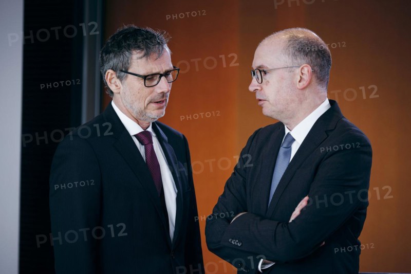 Niels Annen, Sts BMZ and Jens Ploetner, Foreign and Security Policy Advisor to Federal Chancellor Olaf Scholz, recorded during a cabinet meeting at the Federal Chancellery in Berlin, 6 March 2024