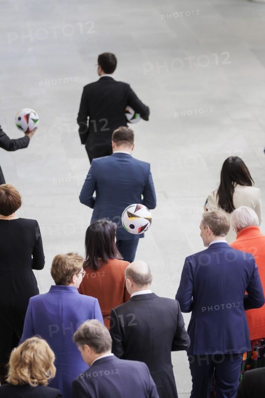 The cabinet members photographed as part of a group photo during EURO24, 100 days in front of the opening match of the home European Championship. Berlin, 07.03.2024. Photographed on behalf of the Federal Foreign Office