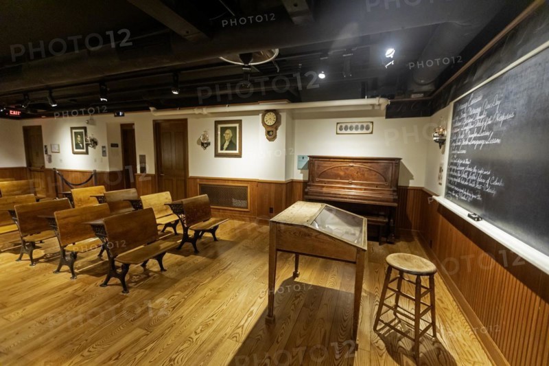 Lansing, Michigan, The Michigan History Museum. A one-room schoolhouse is displayed