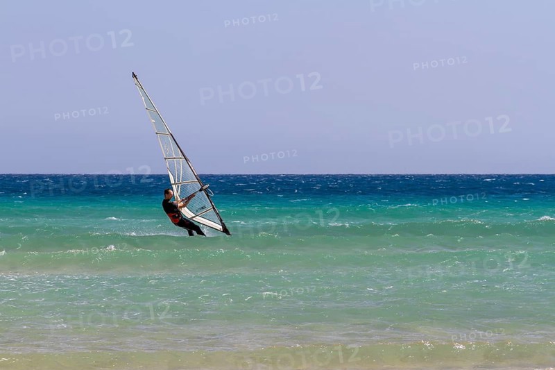 Surfer at Playa de Sotavento, Costa Calma, Fuerteventura, Canary Island, Spain, Europe
