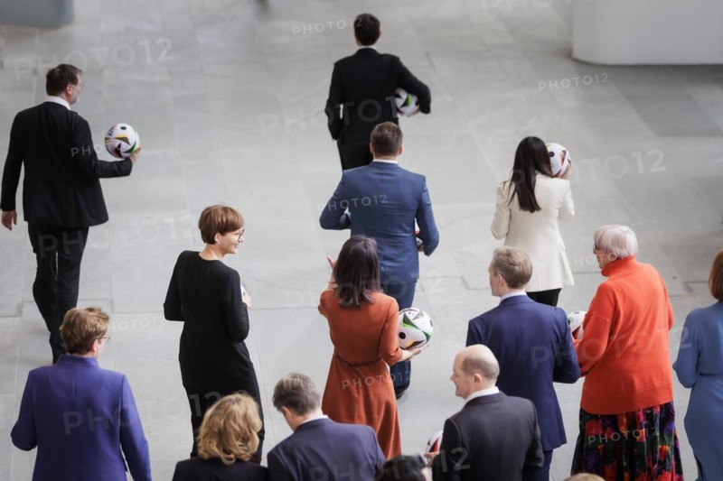 The cabinet members photographed as part of a group photo during EURO24, 100 days in front of the opening match of the home European Championship. Berlin, 07.03.2024. Photographed on behalf of the Federal Foreign Office