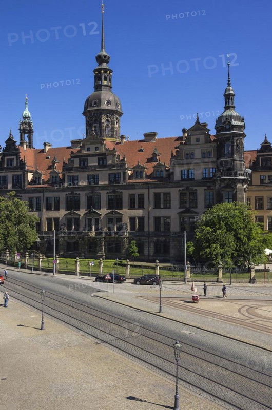 Building complex of the Dresden Residential Palace, which also houses the world-famous Green Vault, Inner Old Town of Dresden, Saxony, Germany, Europe