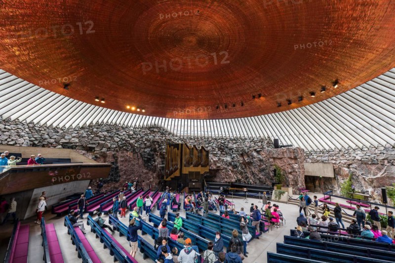 Copper dome in the Temppeliaukion Kirkko, Oslo, Helsinki, Scandinavia