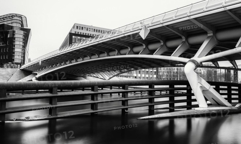 Black and white photography, long exposure, detail photo, Kronprinzenbruecke in the government district, Berlin, Germany, Europe
