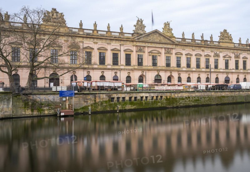 Long exposure, Unter den Linden Palace Bridge with a view of the German Historical Museum, Berlin, Germany, Europe