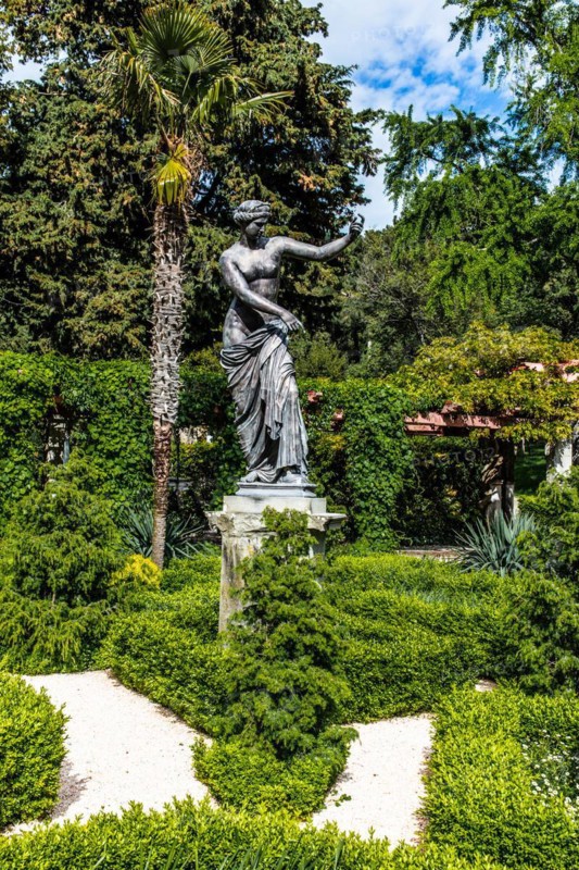 Park of Miramare Castle with marvellous view of the Gulf of Trieste, 1870, residence of Maximilian of Habsburg-Lorraine and Austria, princely living culture in the second half of the 19th century, Friuli, Italy, Trieste, Friuli, Italy, Europe