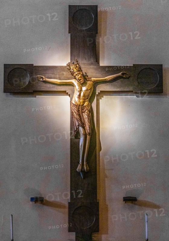 Four-nail wooden cross, 13th century, Cathedral of Santa Maria Assunta, 14th century, Cividale del Friuli, town with historical treasures, UNESCO World Heritage Site, Friuli, Italy, Cividale del Friuli, Friuli, Italy, Europe