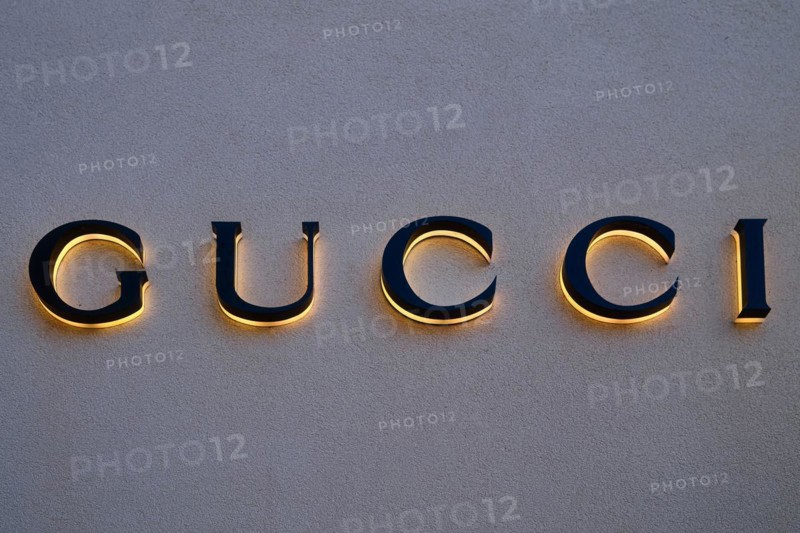 Lettering of the Gucci brand, Roermond, Netherlands