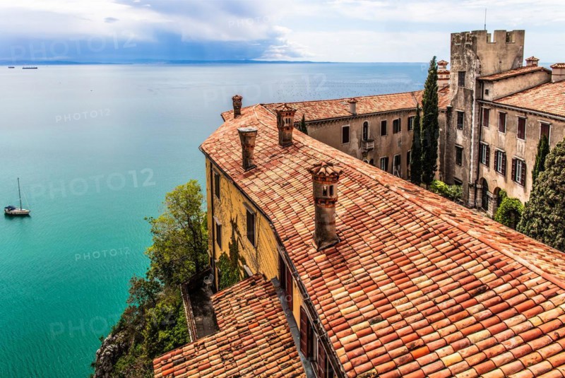 Duino Castle, with spectacular sea view, private residence of the Princes of Thurn und Taxis, Duino, Friuli, Italy, Duino, Friuli, Italy, Europe